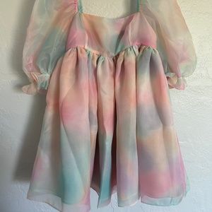Rainbow cloud mini dress